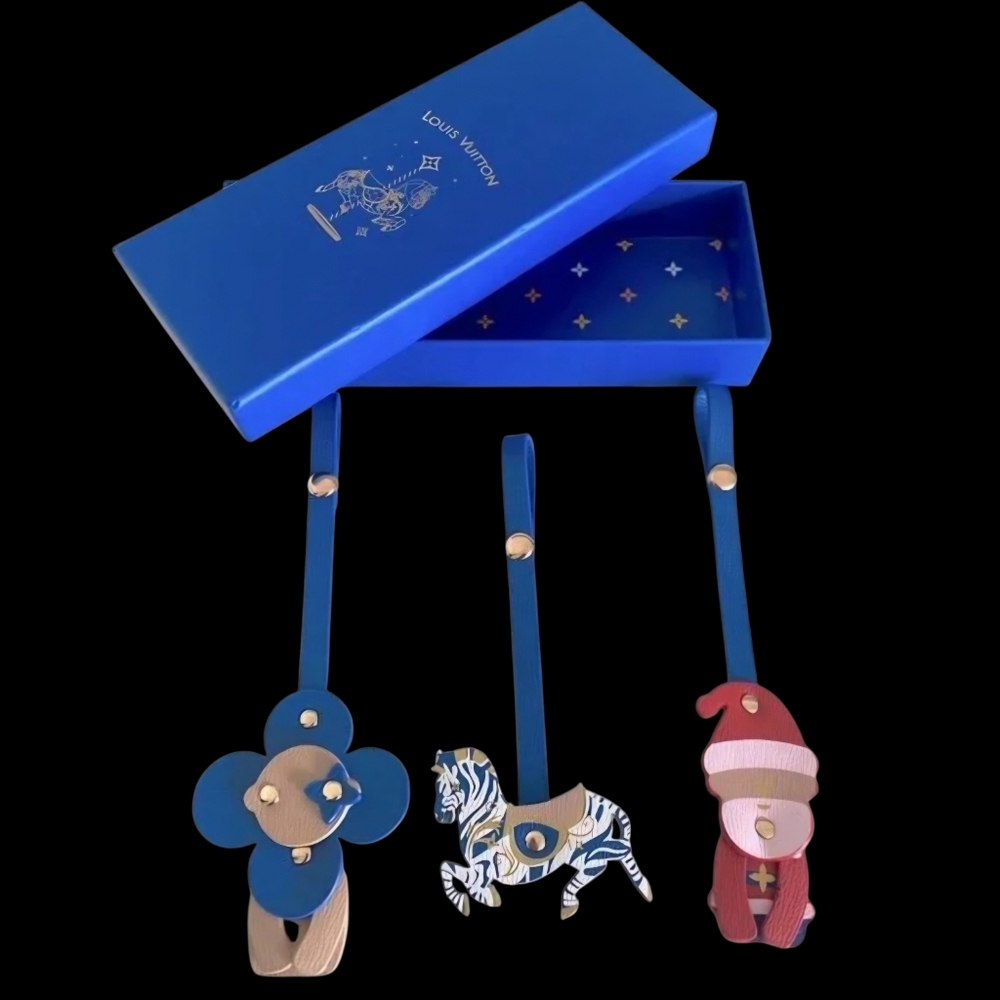 LV Blue and Red Leather Bag Charms